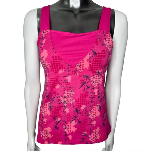 🛍️3/$40 The North Face Vaporwick Tank Top Pink Print Size Small - Picture 3 of 8